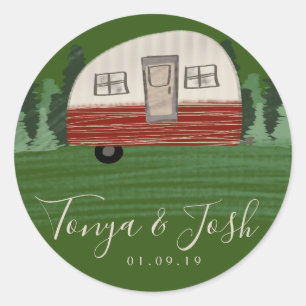 Camper Vrijgezellenfeest  camper Ronde Sticker