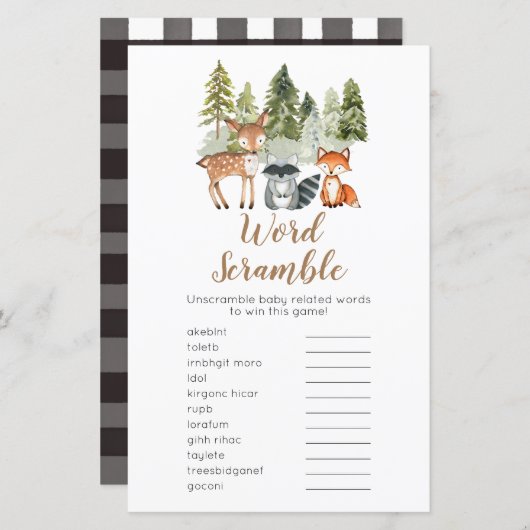 Camper Word Scramble Deer Animal adventure (Voorkant / Achterkant)