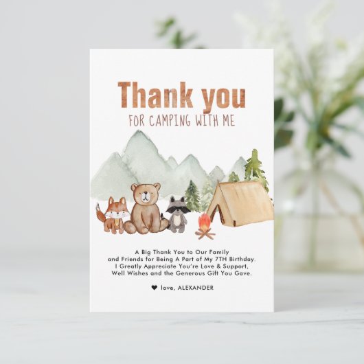 Campers de Woodland Camping Carte de remerciements (Debout devant)