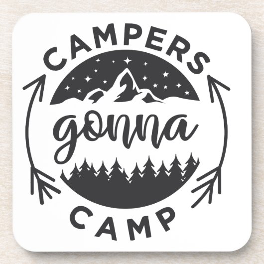 Campers Gonna Camp op een Bier Onderzetter (Voorkant)