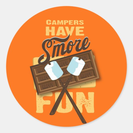Campers hebben S'meer plezier Bonfire Bash Ronde Sticker (Voorkant)