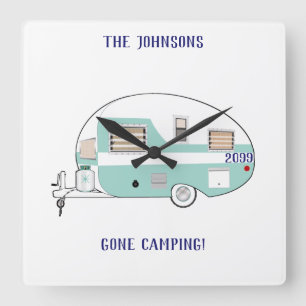 Campers RV Trailer Acrylwall Clock Vierkante Klok
