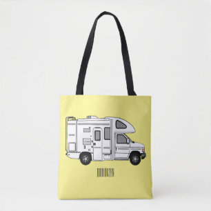 Campervan cartoon illustratie draagtas