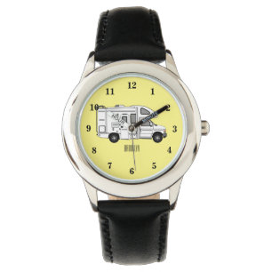 Campervan cartoon illustratie horloge