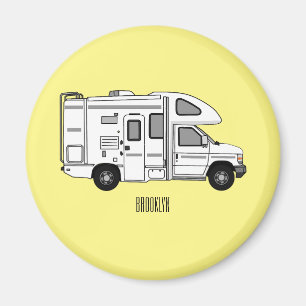 Campervan cartoon illustratie magneet