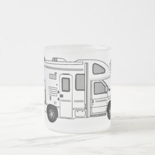 Campervan cartoon illustratie matglas koffiemok