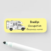 Campervan cartoon illustratie naamplaatje (In situ)