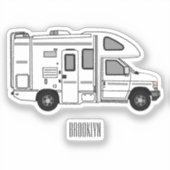 Campervan cartoon illustratie sticker (Voorkant)