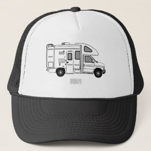 Campervan cartoon illustratie trucker pet
