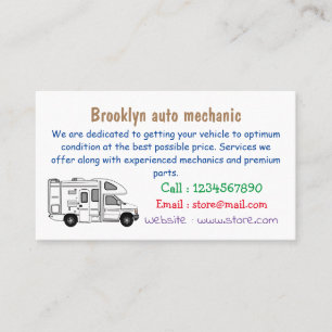 Campervan cartoon illustratie visitekaartje