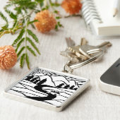 Campervan Mountains Vanlife RV Sunrise Sleutelhanger (Zijkant)