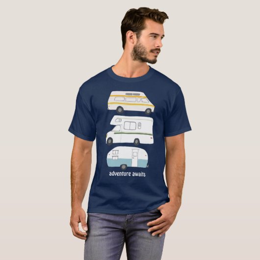 campervan trailer vanlife RV avontuur T-shirt (Voorkant volledig)