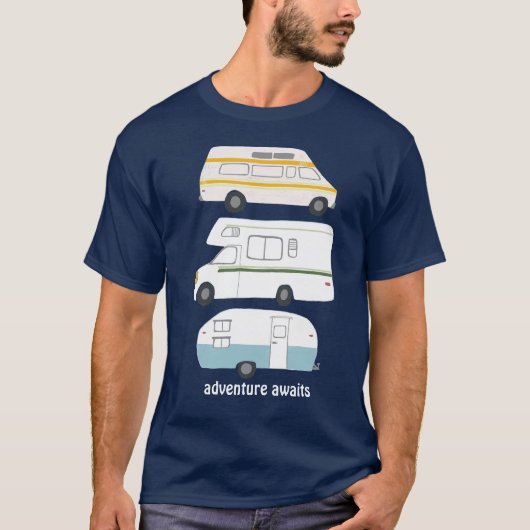  campervan trailer vanlife RV avontuur T-shirt (Voorkant)