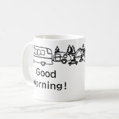 Campeurs heureux en noir et blanc Mug personnalisé (Devant gauche)