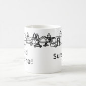 Campeurs heureux en noir et blanc Mug personnalisé (Centre)