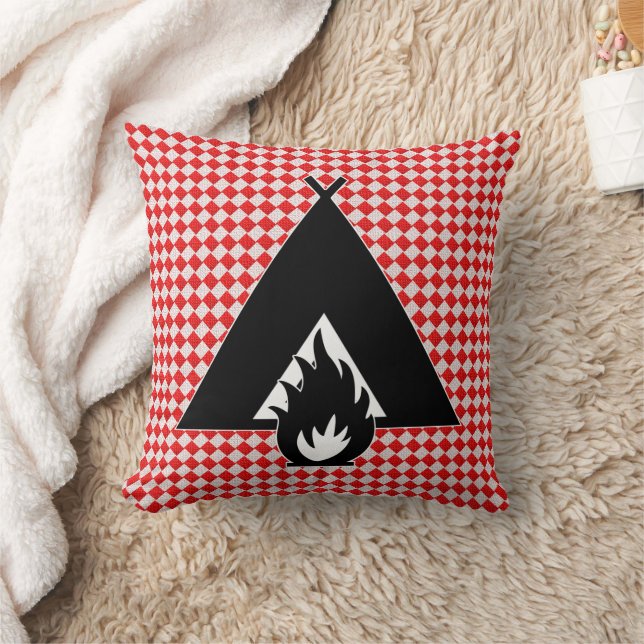 Campfire and Tent on Picnic Table Pattern Kussen (Deken)