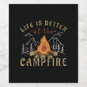 Campfire Camping Design Wijn Etiket (Enkel label)