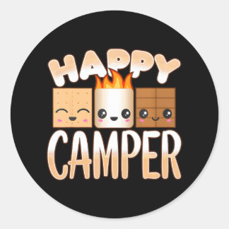 Campfire Camping Outdoor Vrienden Smores Gelukkig Ronde Sticker