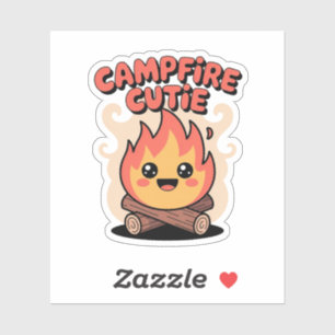 Campfire Cutie – Kawaii Camping Flame Karakter Sticker