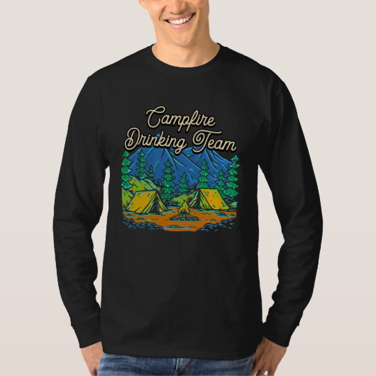 Campfire Drinking Team Camping Beer Camper Drinke T-shirt (Voorkant)