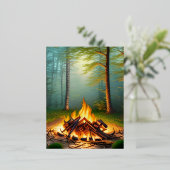 Campfire en Forest Folie Feestdagen Briefkaart (Staand Voorkant)
