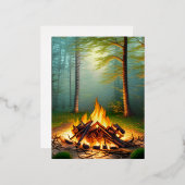 Campfire en Forest Folie Feestdagen Briefkaart (Voorkant / Achterkant)