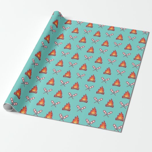 Campfire en Marshmallow Pattern Cadeaupapier (Uitgerold)