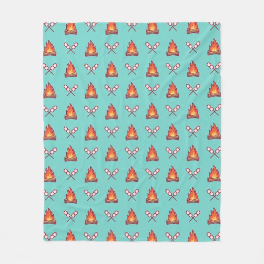 Campfire en Marshmallow Pattern Fleece Deken (Voorkant)