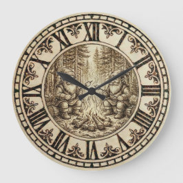 Campfire Gnomes Wall Clock  Grote Klok