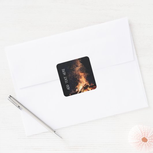 Campfire in Night Vierkante Sticker (Envelop)