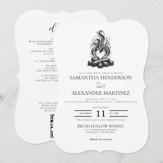 Campfire Love Wedding Kaart (Voorkant / Achterkant)