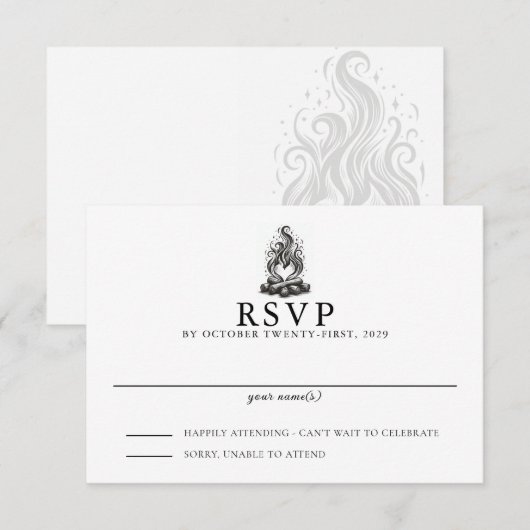 Campfire Love Wedding RSVP Kaartje (Voorkant / Achterkant)