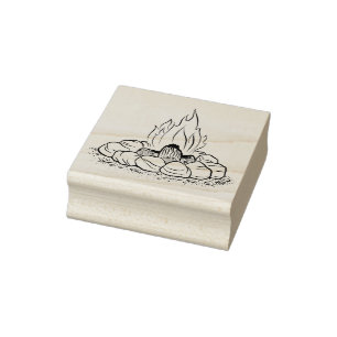 Campfire met Rocks Rubber Stamp Rubberstempel