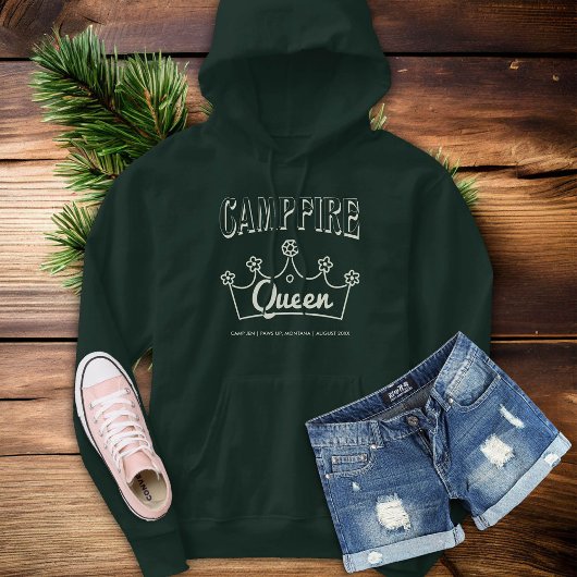 Campfire Queen Bride Camp Bachelorette Party Groen Hoodie