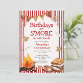 Campfire Red Stripes Birthday are S'mores Fun Kaart (Staand voorkant)
