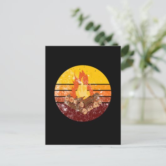 Campfire Retro  Briefkaart (Staand voorkant)
