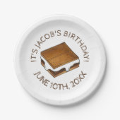 Campfire S'mores Marshmallow Smores Birthday Party Papieren Bordje (Voorkant)