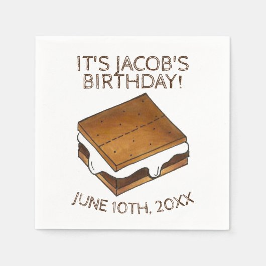 Campfire S'mores Marshmallow Smores Birthday Party Servet (Voorkant)