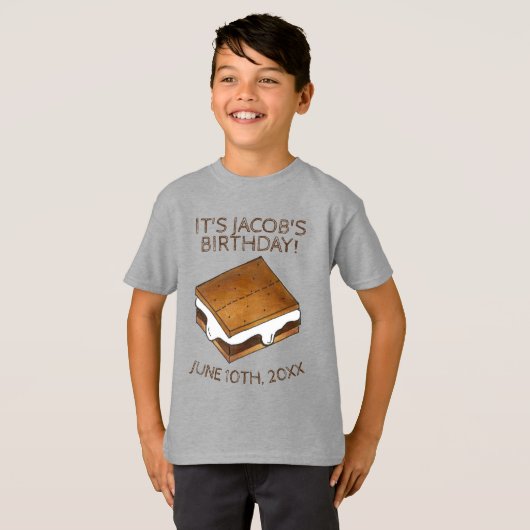 Campfire S'mores Marshmallow Smores Birthday Party T-shirt (Voorkant volledig)
