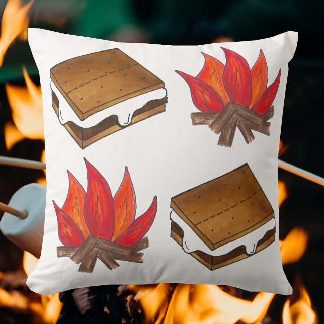 Campfire Smores Toasted Marshmallow S'mores Kussen (S'mores campfire pillow)