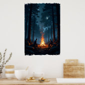 Campfire under a starry night sky in the serene  poster (Keuken)