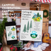 Campfire Viering: Camping Verjaardag Uitnodiging