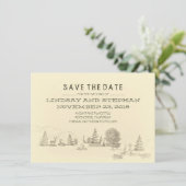 Campground Illustration Camping SAVE THE DATE kaar (Staand voorkant)