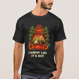 Campin als zijn warme zomerkamperen tropische camp t-shirt