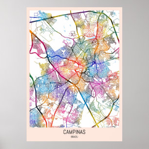 Campinas Brazilië Stadkaart Poster