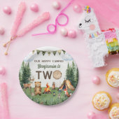 Camping 2e verjaardagsfeestje papieren bordje (Feest)