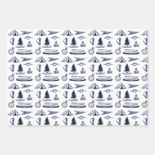 Camping Adventure Papier à enveloppement bleu main (Devant)