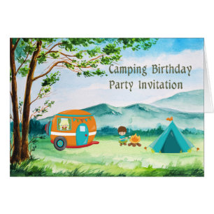 Camping Anniversaire Carte d'invitation pour enfan
