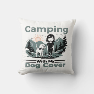 Camping avec mon chien Oreiller décoratif