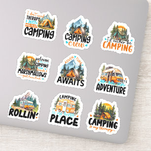 Camping Avontuur op maat gesneden vinyl sticker